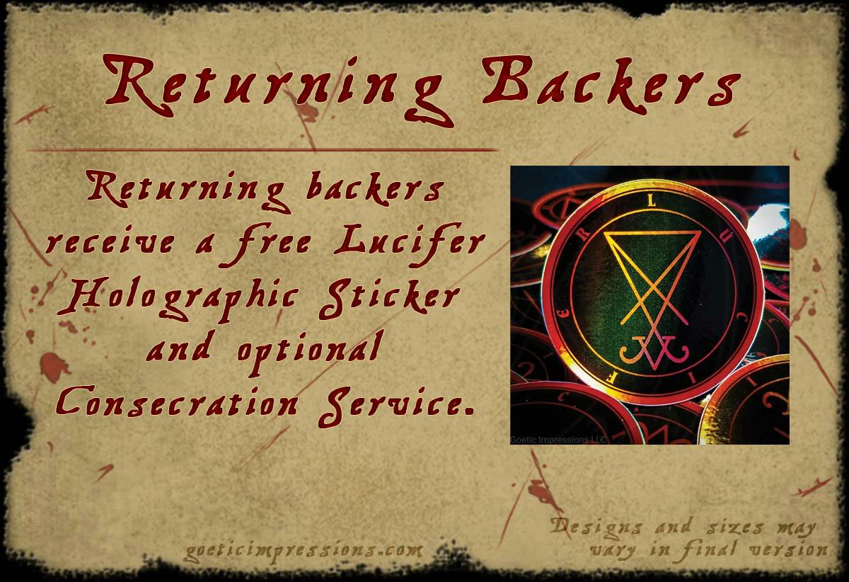  Free to returning backers, Holographic Lucifier Sigil Sticker