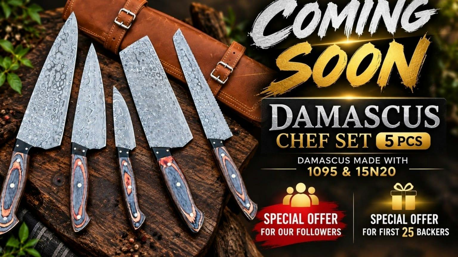 Damascus Chef Knife Set| Chef Knife set for Kitchen Mastery.
