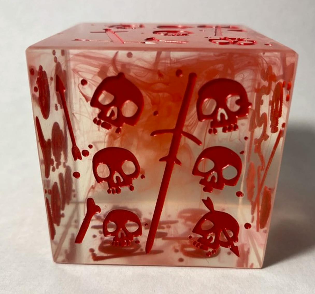 One 2" Blood Massive Gelatinous Cube Mini and Dice