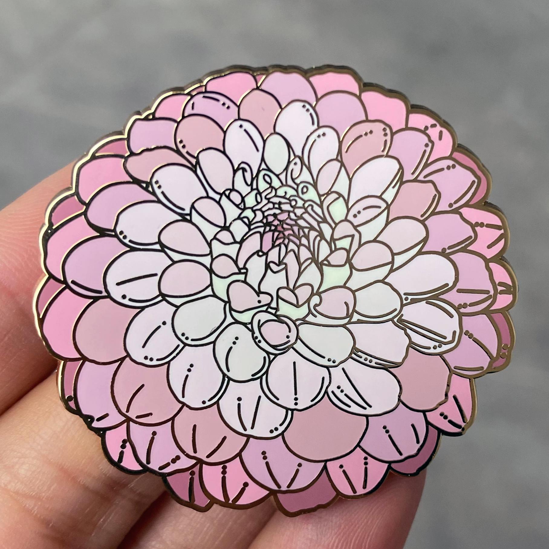 Pink Pom Pom Dahlia Pin	
