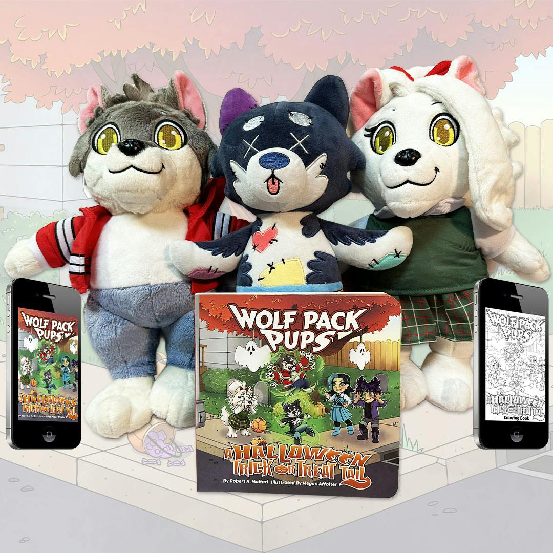 All Three Plush Toys & the Halloween Book