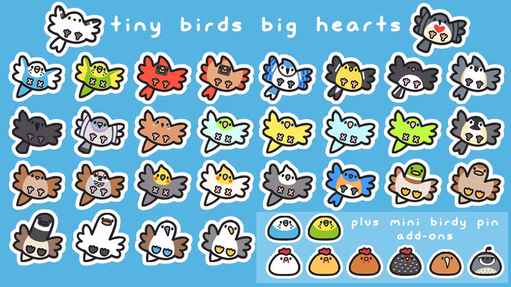 Tiny Birds Big Hearts: Enamel Pin Series