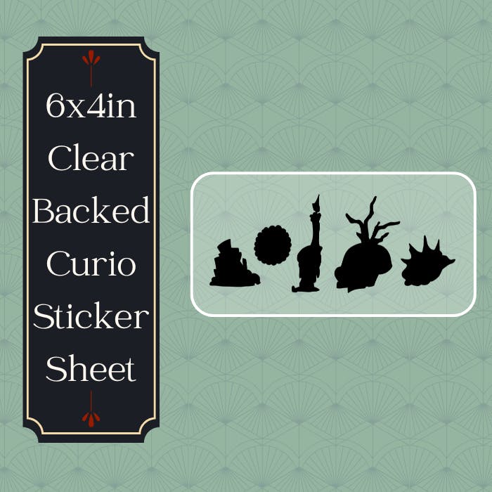 4x6in Clear Backed Curiosities Sticker Sheet