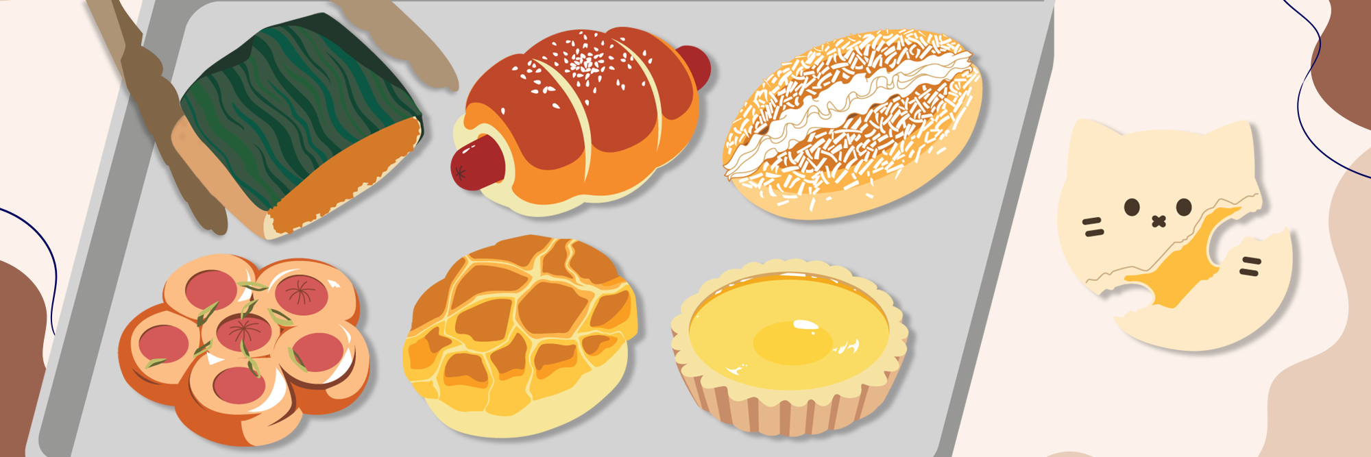 Bun Bakery Dyed Metal & Screen Printed Pins