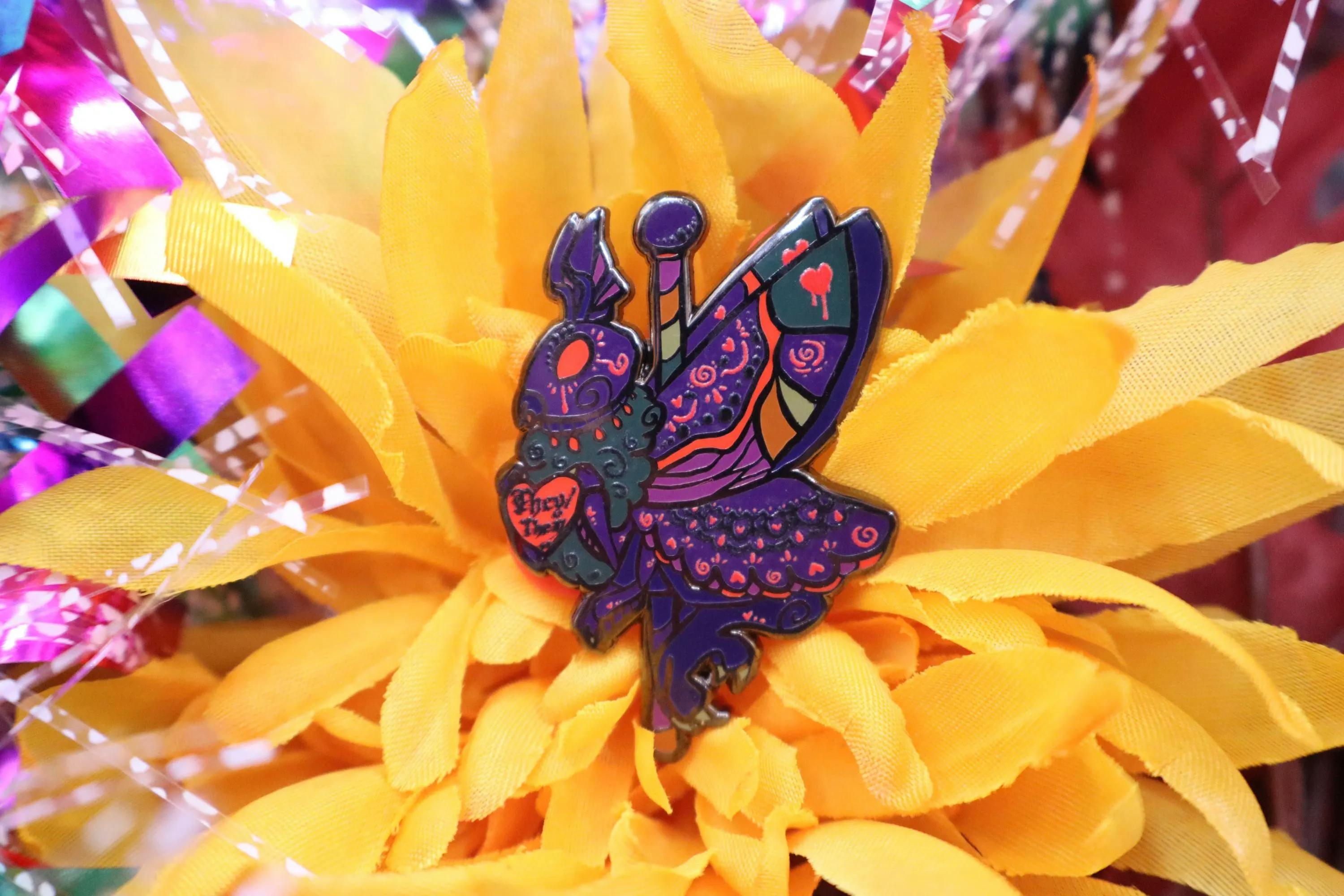 They/Them Mothman pronouns cryptid carousel enamel pin