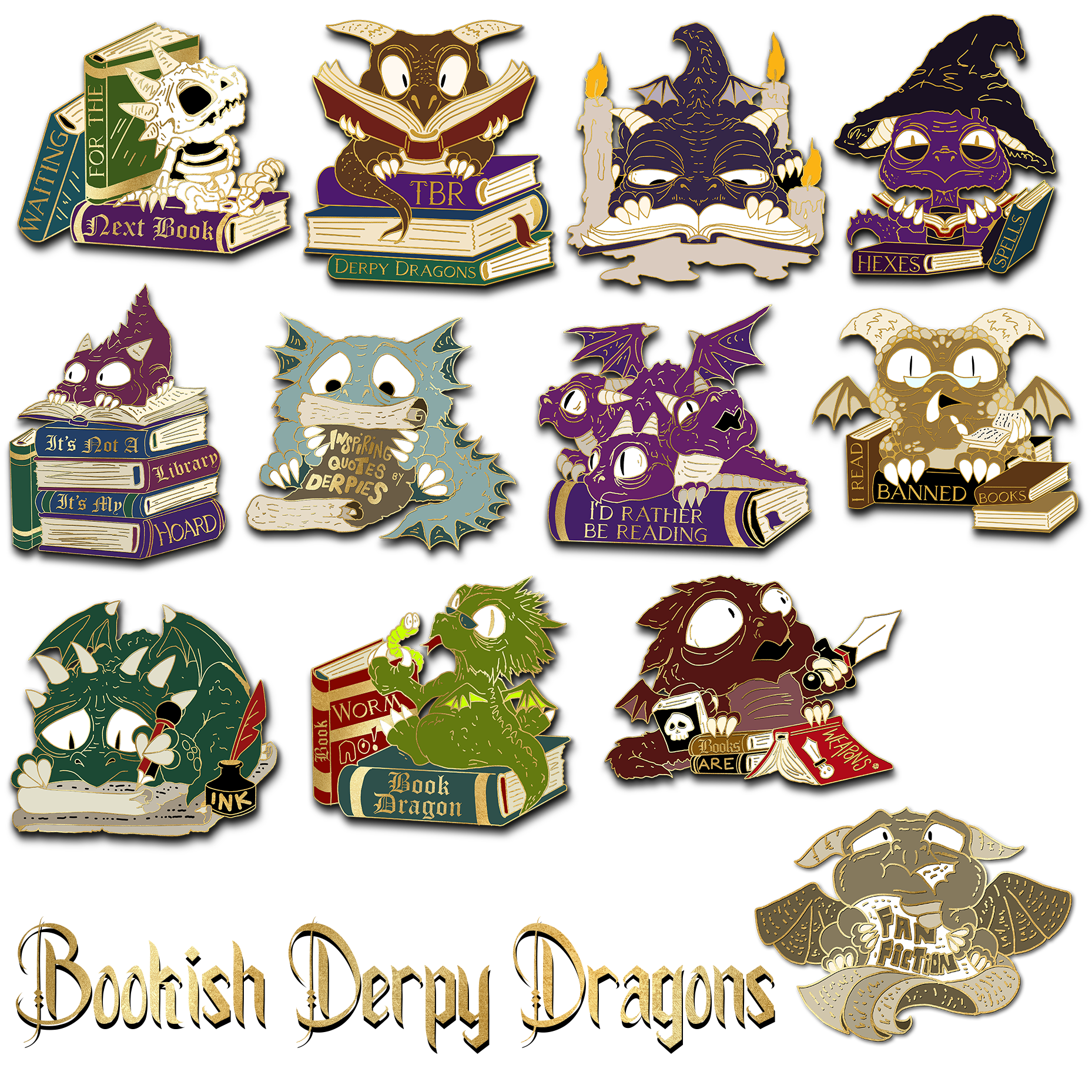 Bookish Derpy dragon pin