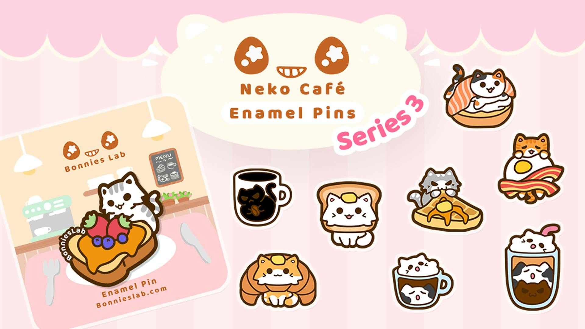 Neko Cafe Series 3 - Enamel Pins & Stickers - BackerKit