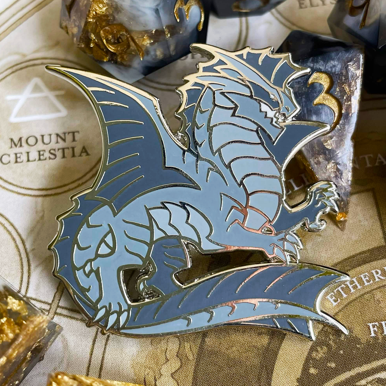 Silver Dragon Enamel Pin
