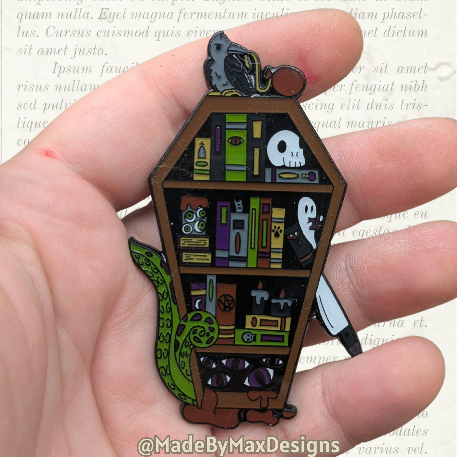 Horror Bookcase Pin