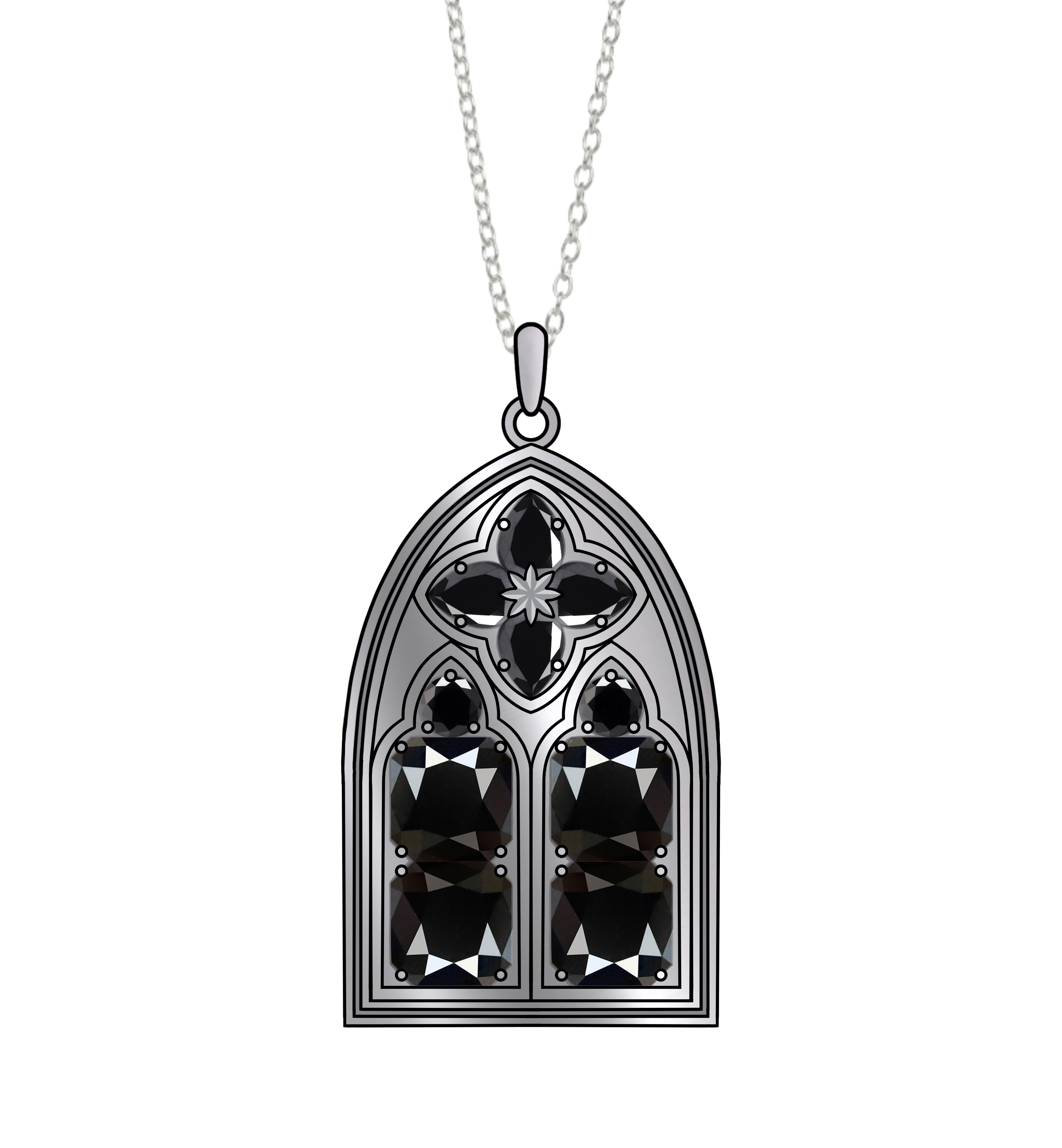 Vitrail de Cristal necklace - Black cz