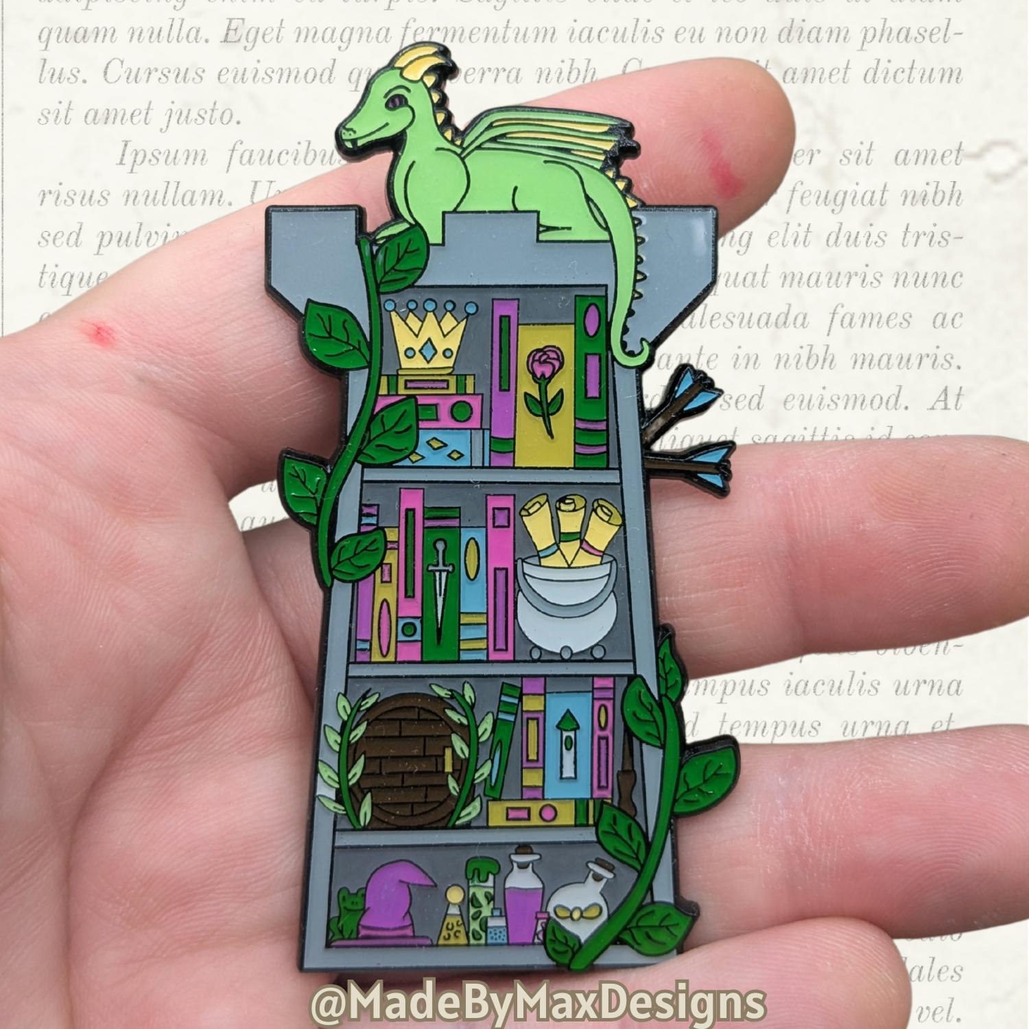 Fantasy Bookcase Pin