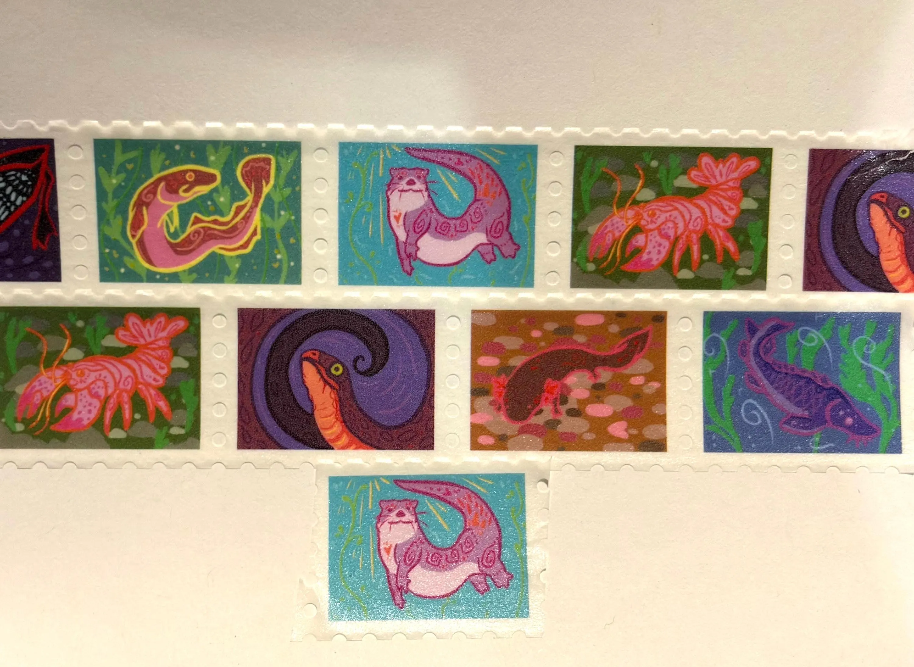 Swimming animals washi tape stamps