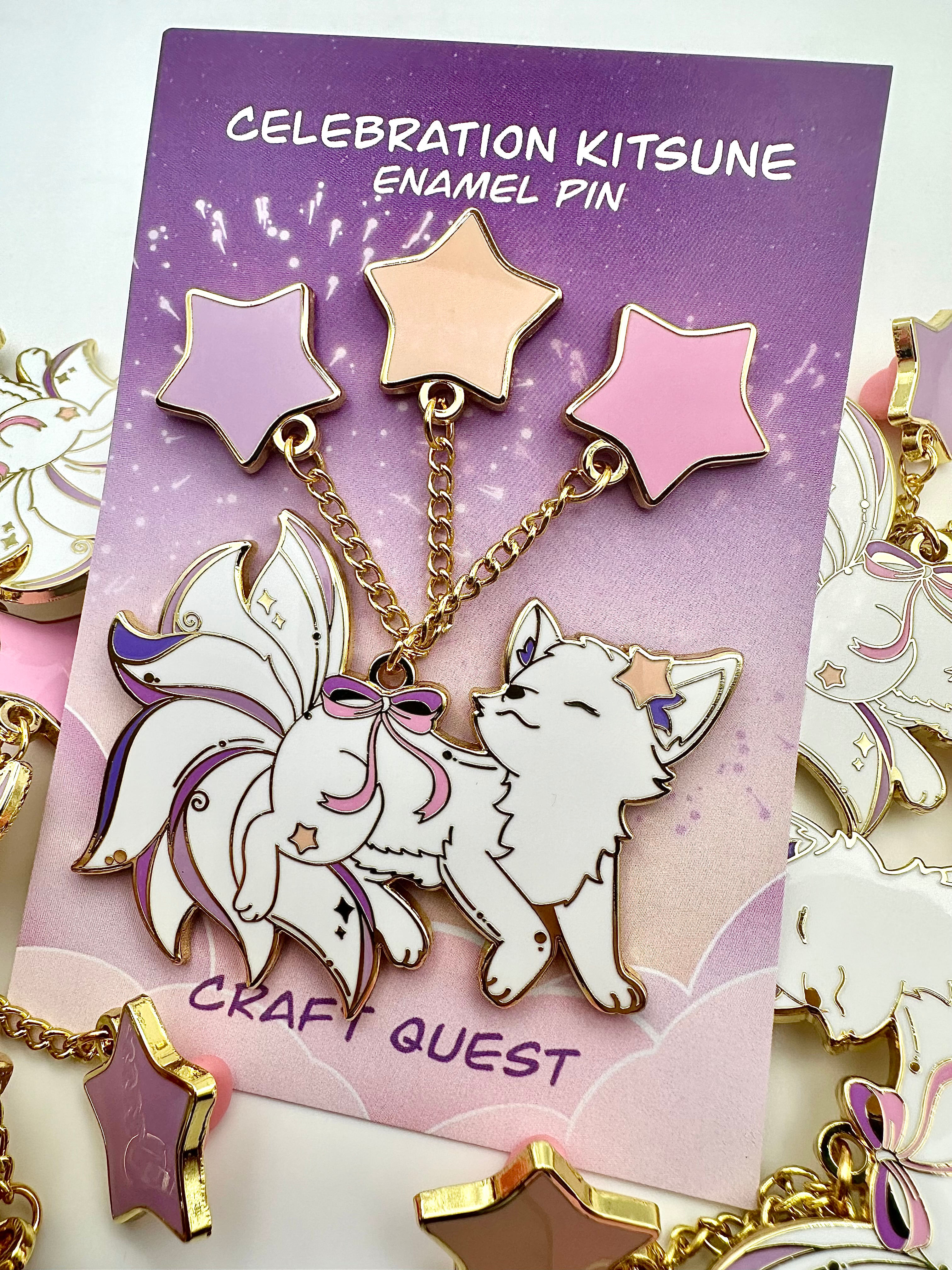 Celebration Kitsune Pin