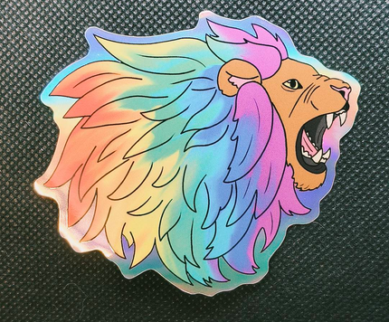 xl Pride roar holographic sticker