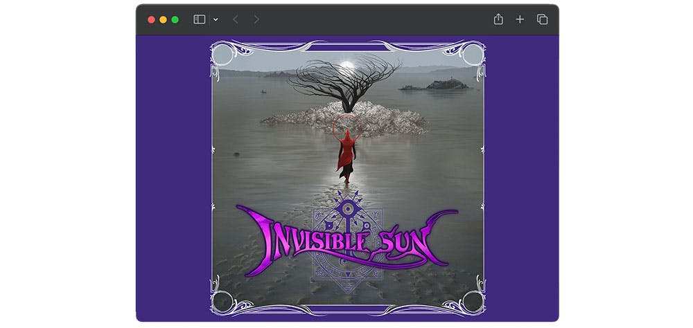 An image of Invisible Sun Indigo within a browser window.
