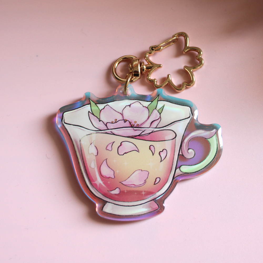 Acrylic Charm: Sakura Tea Cup