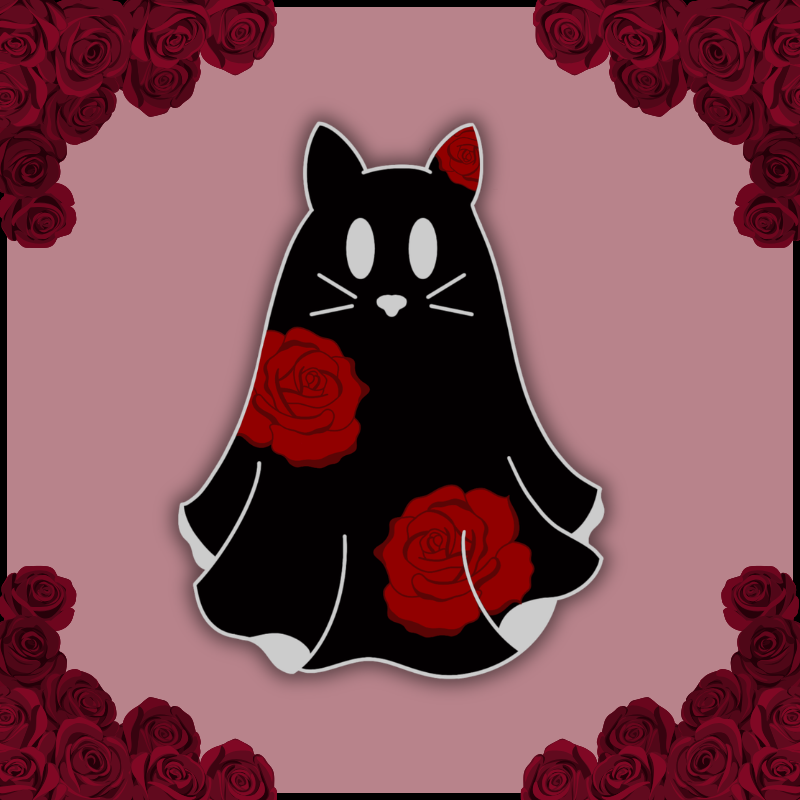 Rose Cat Sheet Ghost Pin