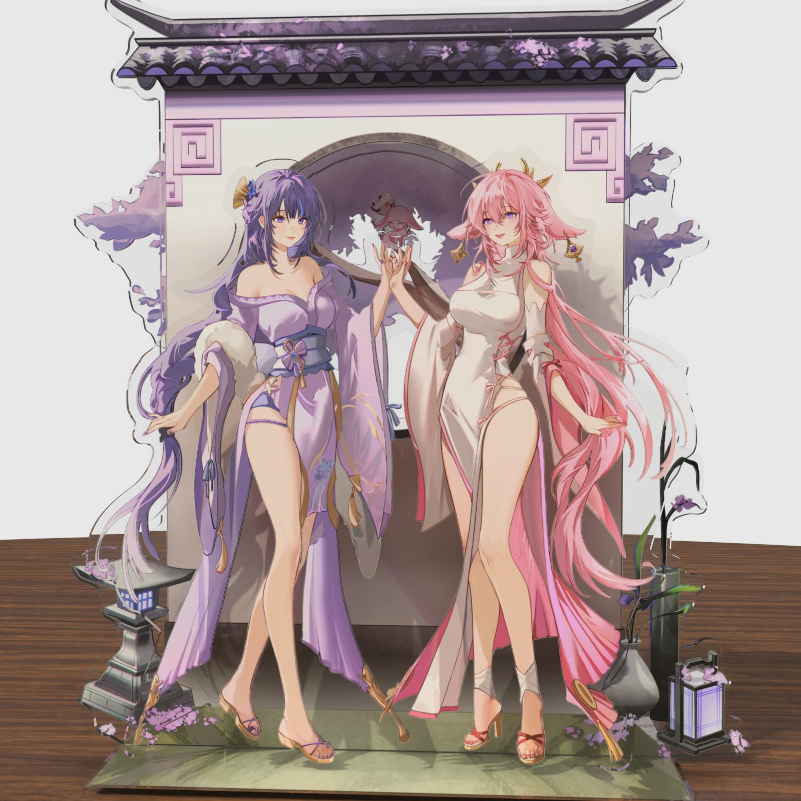 Raiden Ei and Yae Miko Standee