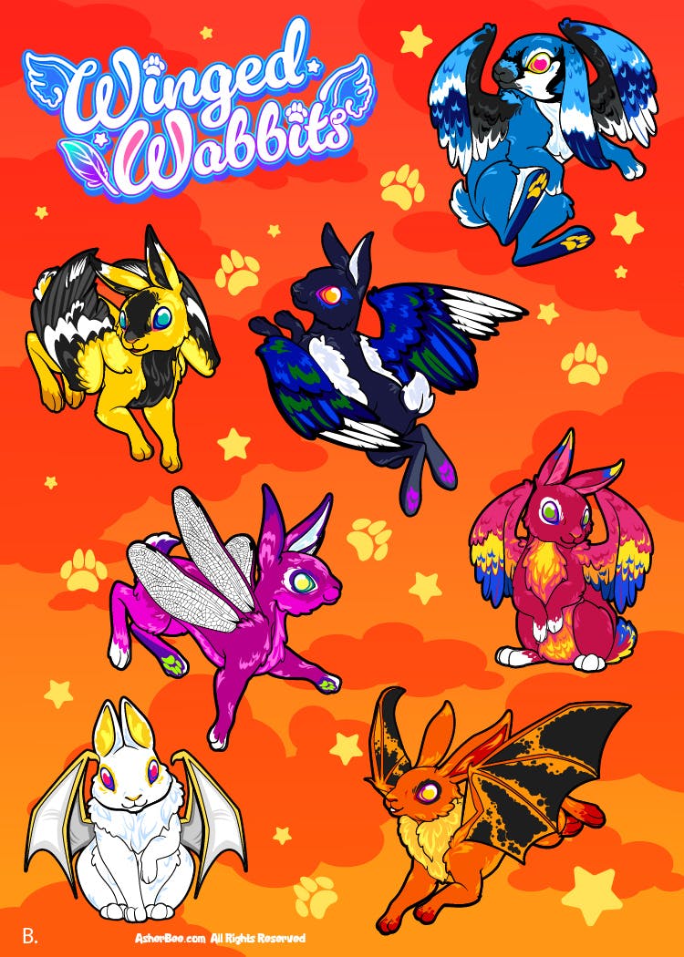 Winged Wabbit Sticker Sheet B