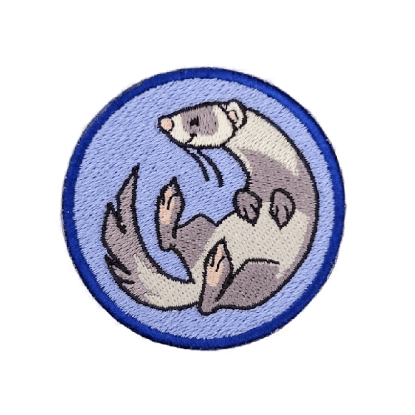 Embroidered patch Ferret purple