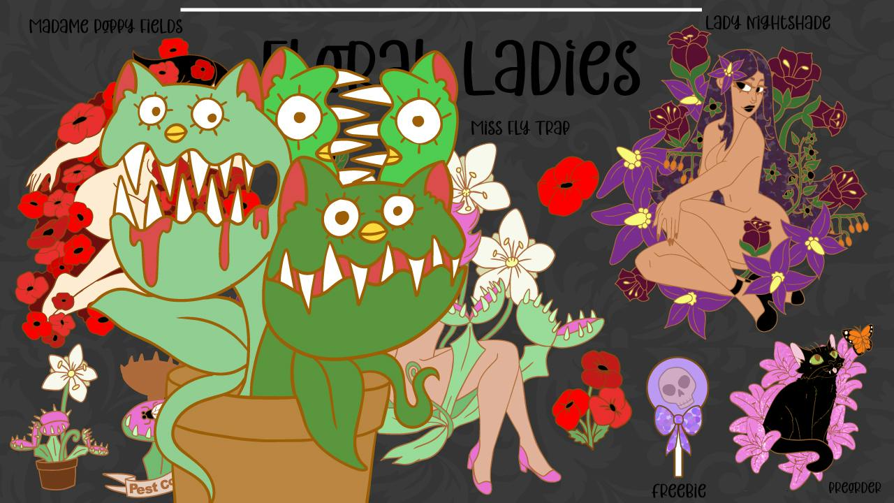 Floral Ladies Enamel Pins