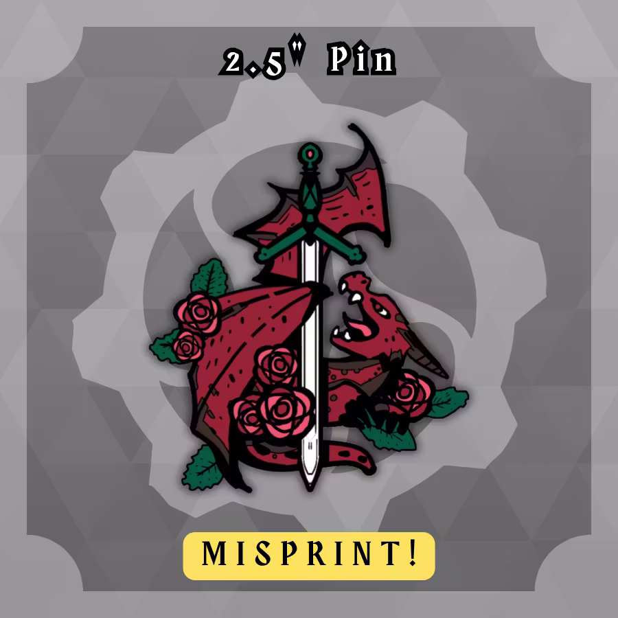 Blades Beasts and Blooms: 2.5in Medieval Europe Misprint Pin