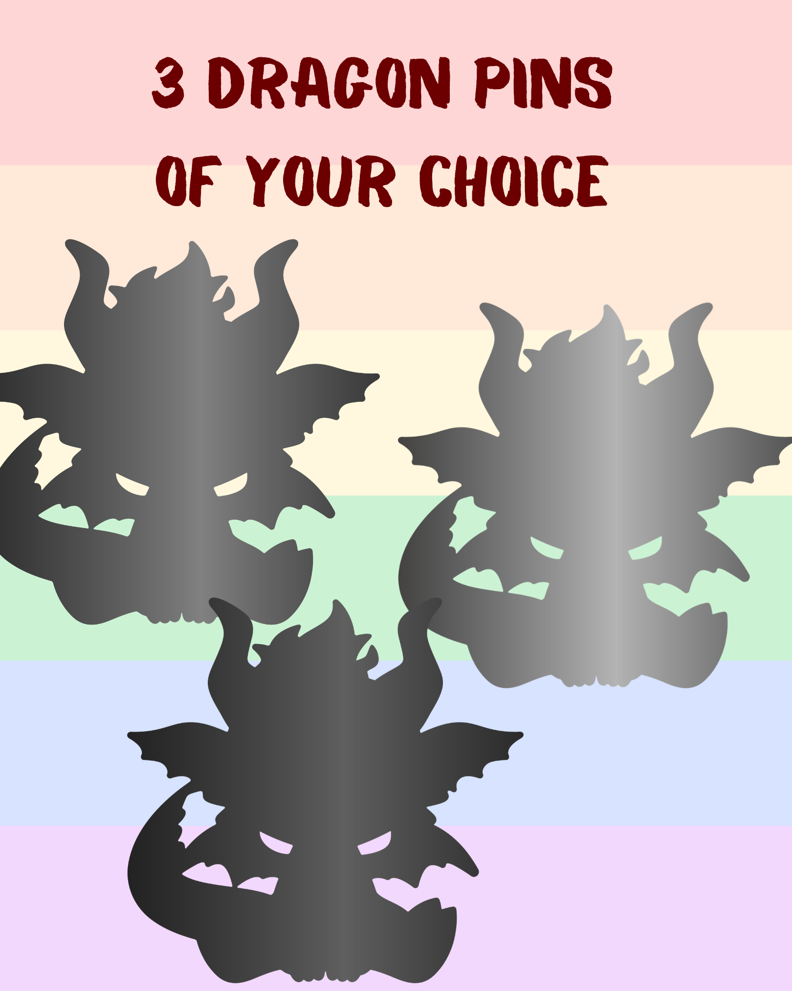 3x Little Dragon - Hard Enamel Pin of your Choice