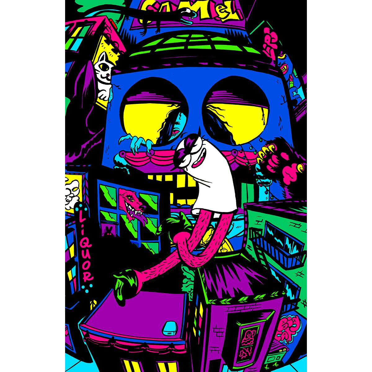 Wine Ghost blacklight poster