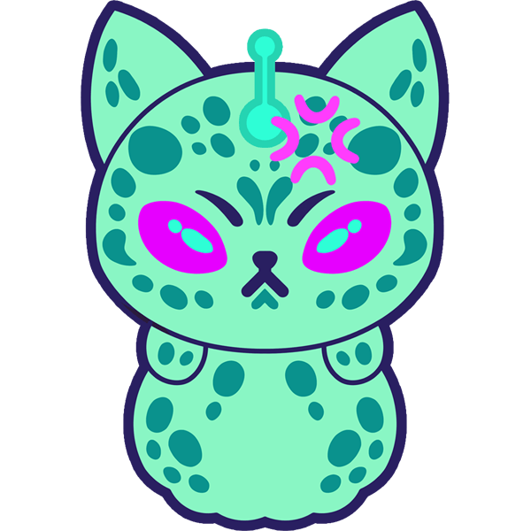 Angry Alien Cat 3 inch Sticker