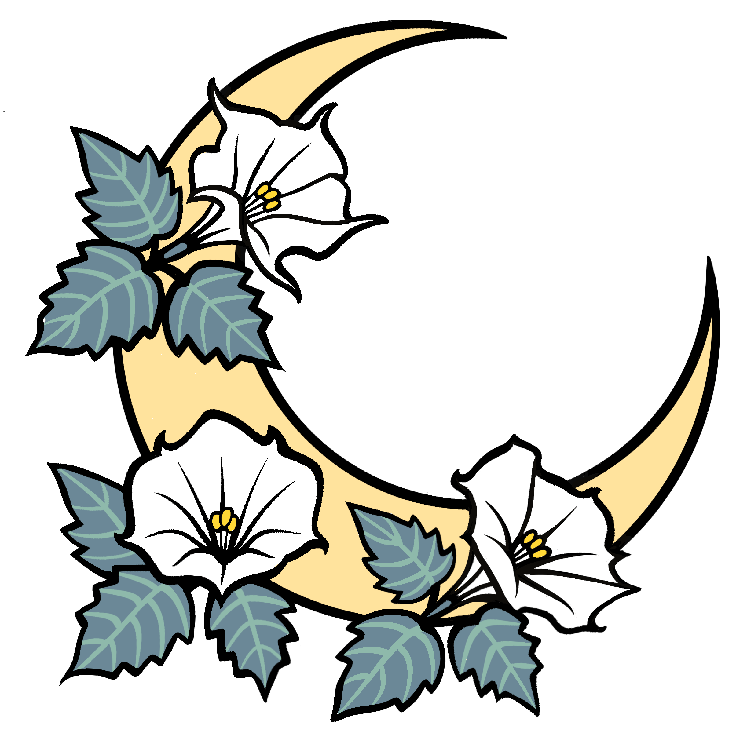 Moon/Datura Flower 2" pin