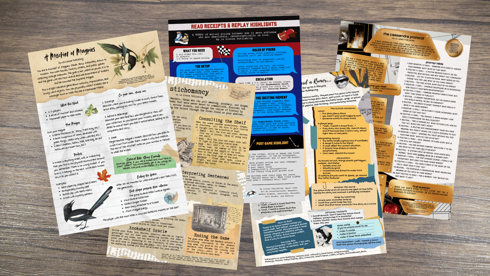 Preview image of five of the one-pager games.