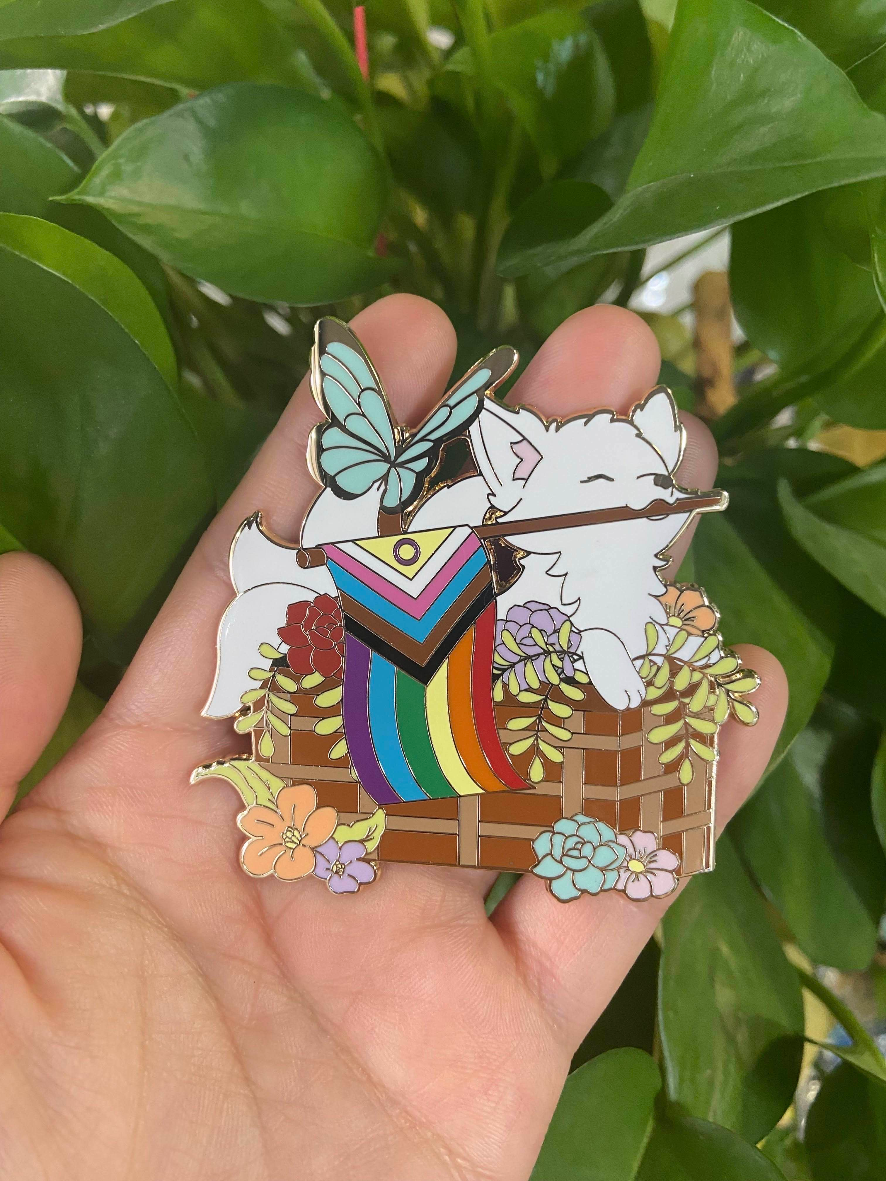 Progressive Pride Kitsune Pin