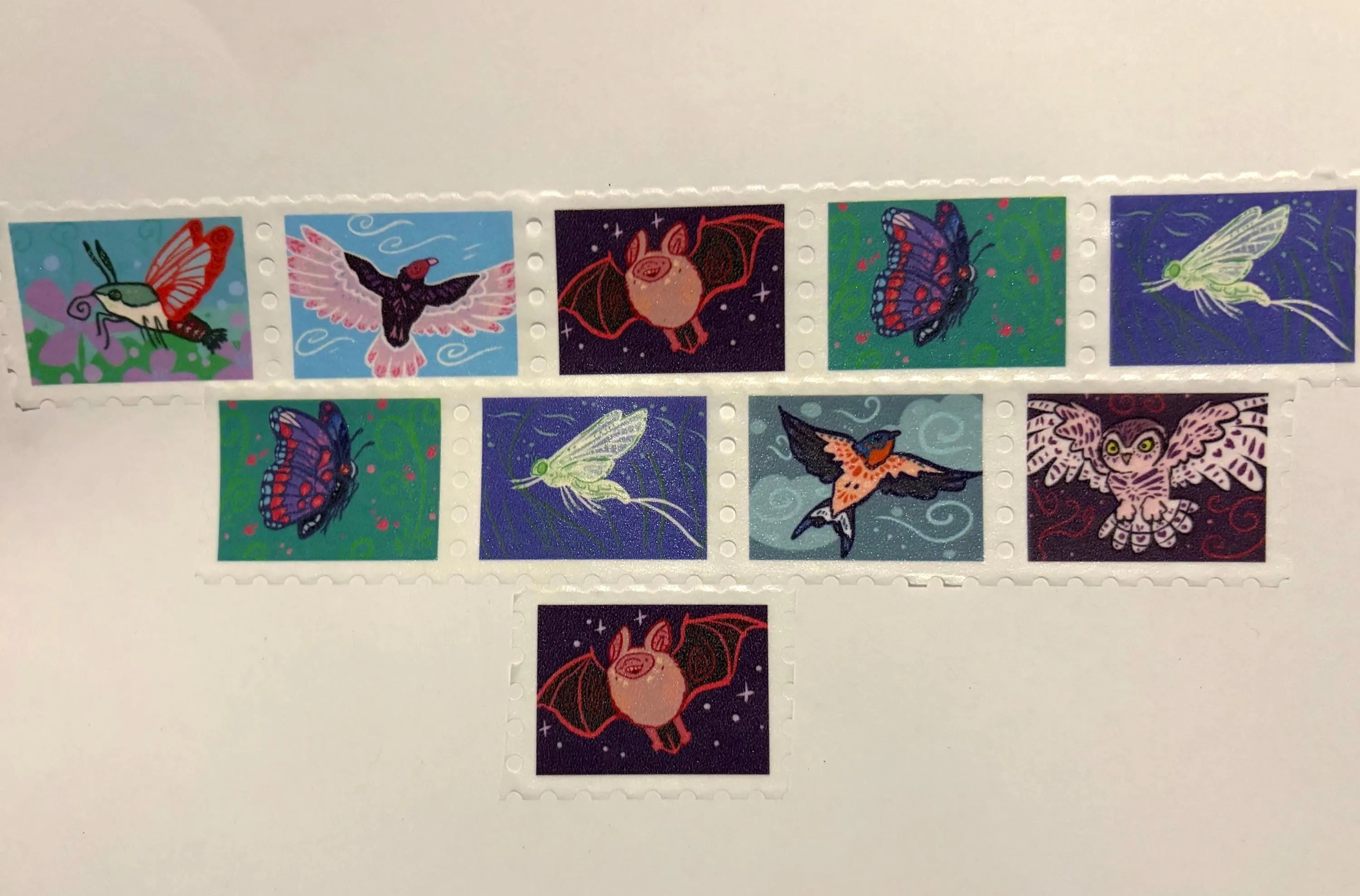 Flying animal washi tape stamps