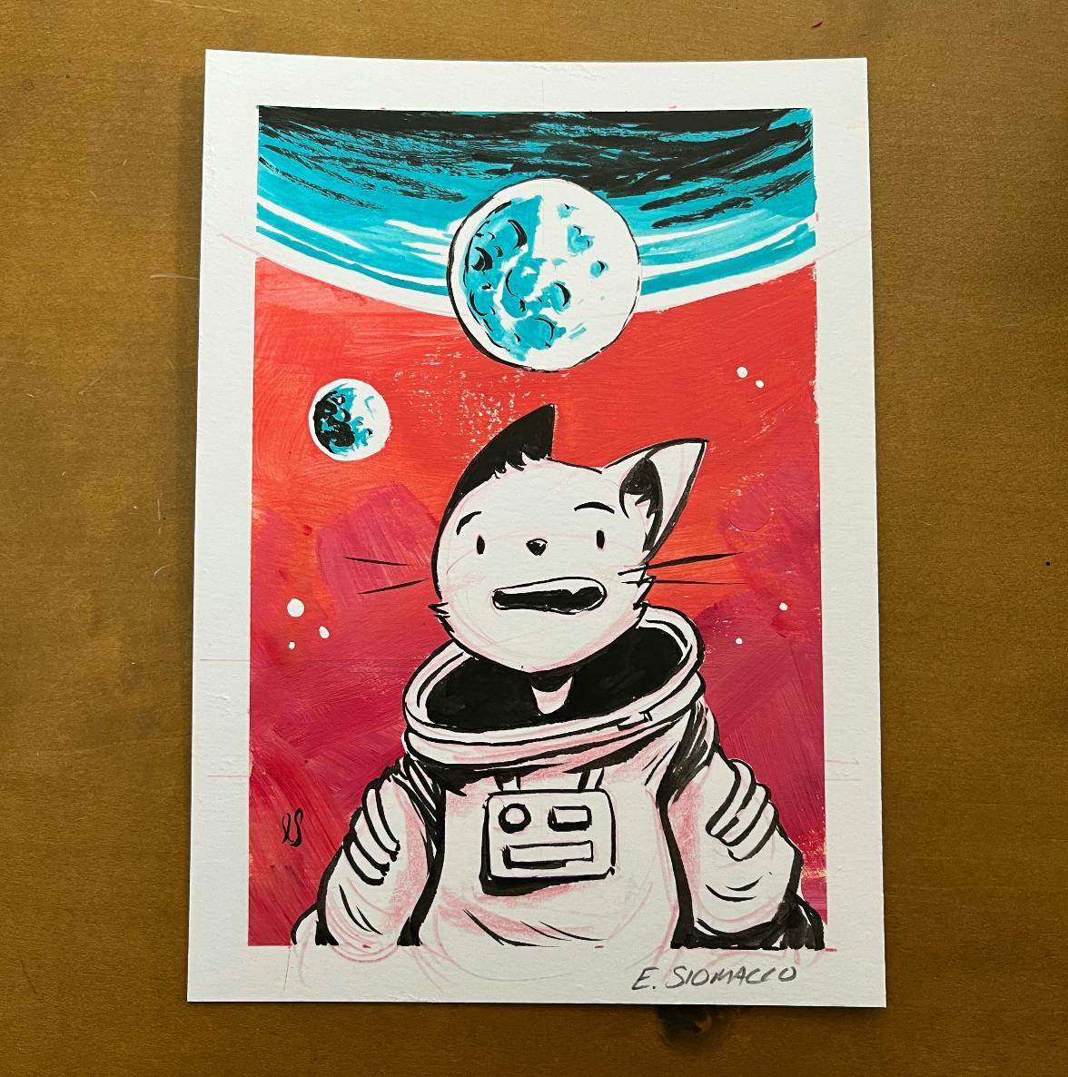 Original 5"x7" SpaceCat Art