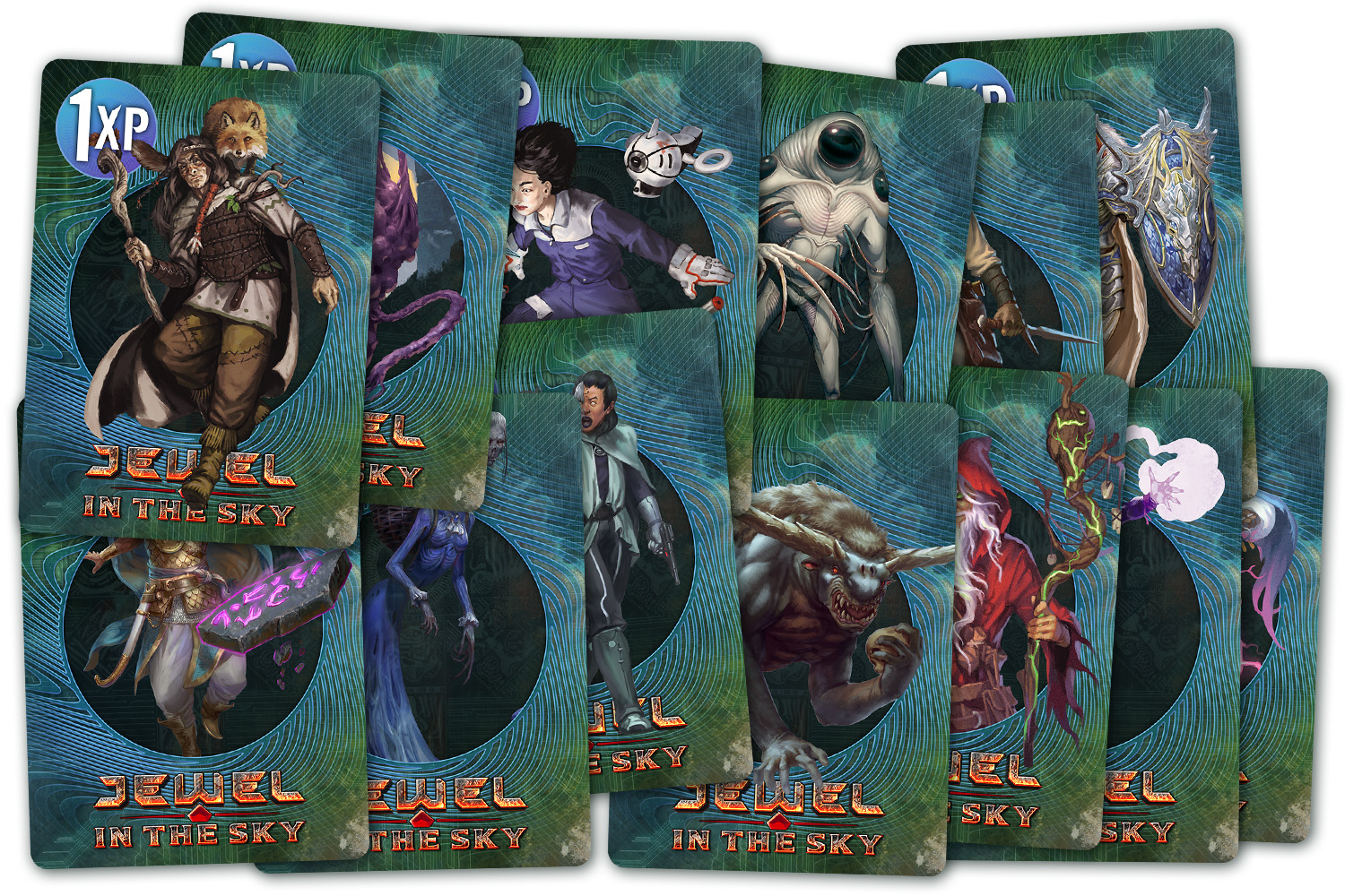 Mockup of the collection of XP cards accumulated so far.