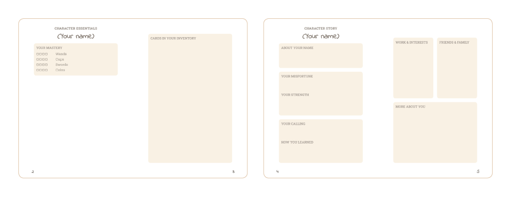 Preview of the character sheets