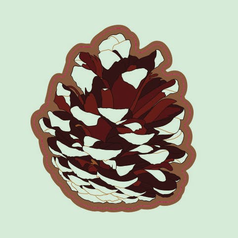 Brushed Gold Pinecone Sticker	