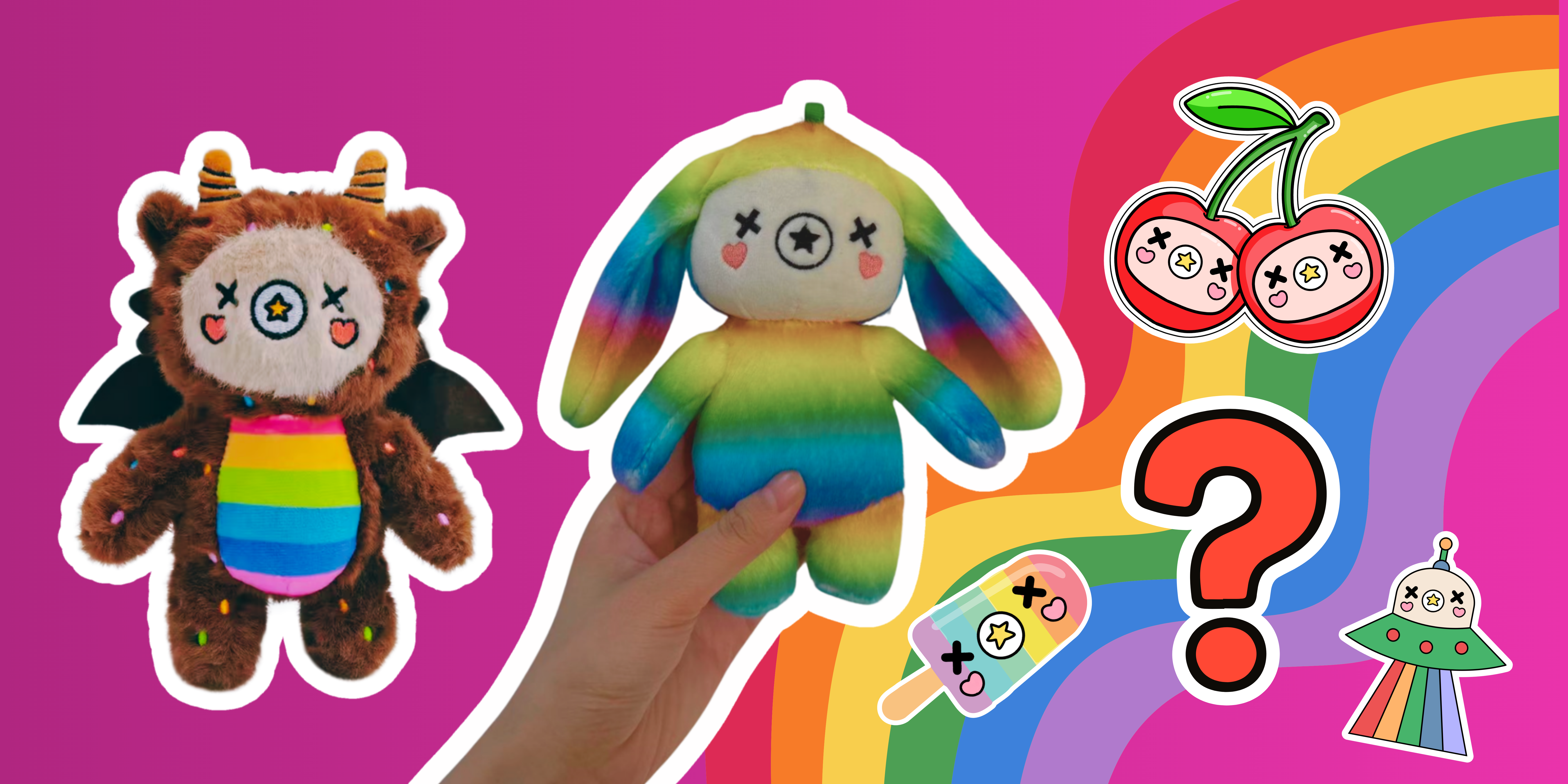 Morki Cosmic Brownie Bagcharm, OOAK Rainbow Morki bagcharm + 1x unlocked pin design