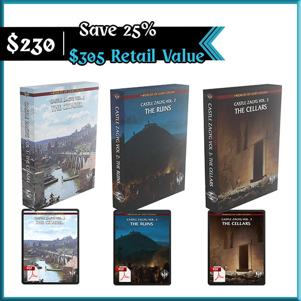(Save 25%) Castle Zagyg Volumes 1-3 Boxed Set (Print + PDF)
