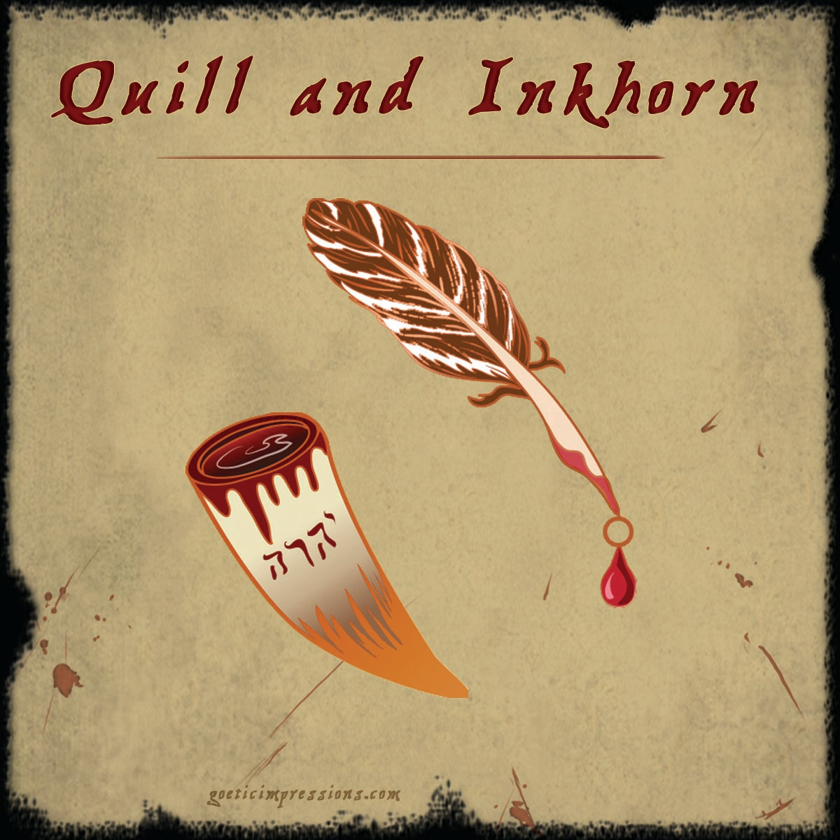 Quill and Inkhorn enamel pin design