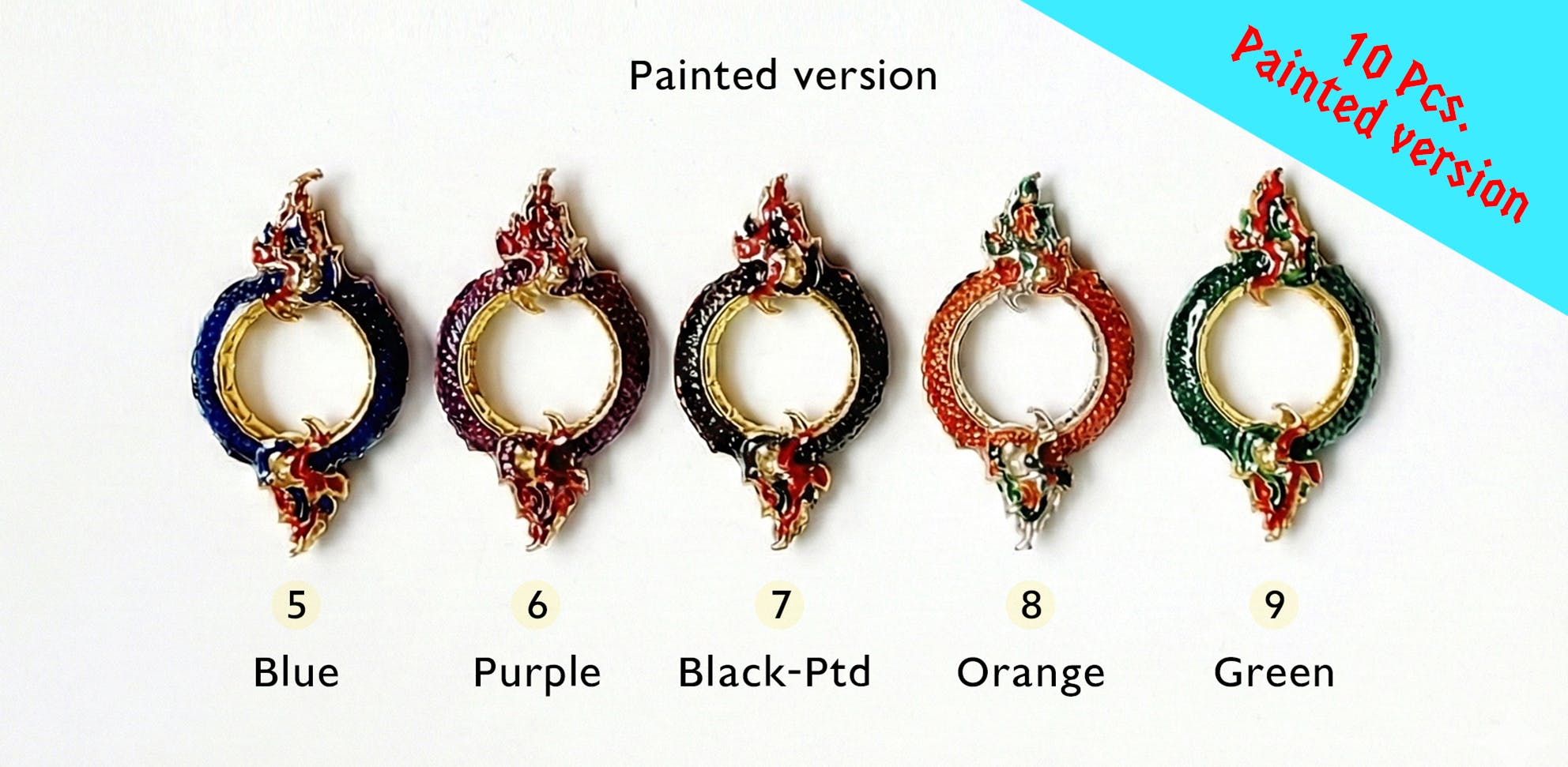 10 Dragons Ouroboros Ring - Painted