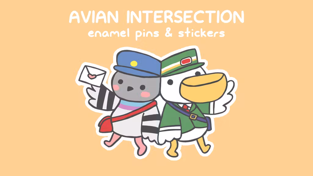 Avian Intersection: Enamel pins and stickers