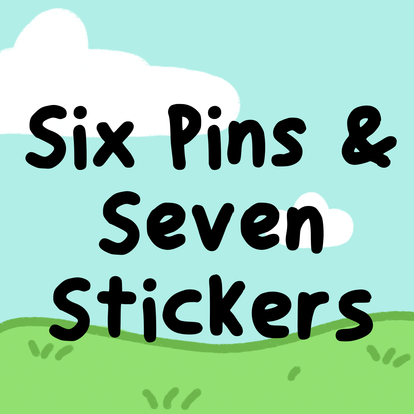 Six Veggie Cats Pins and Seven Stickers