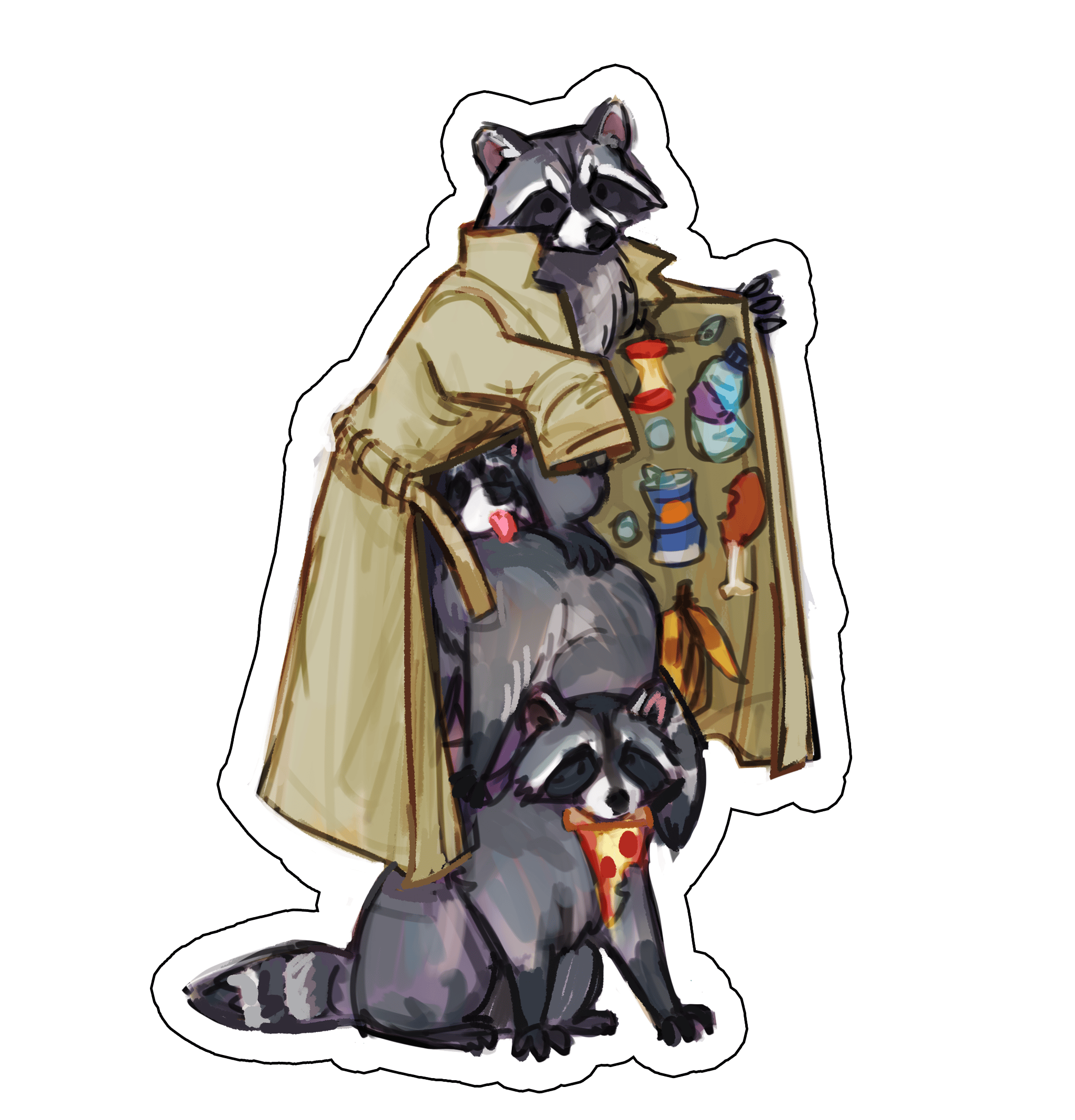 Extra Raccoon In Trenchcoat Sticker