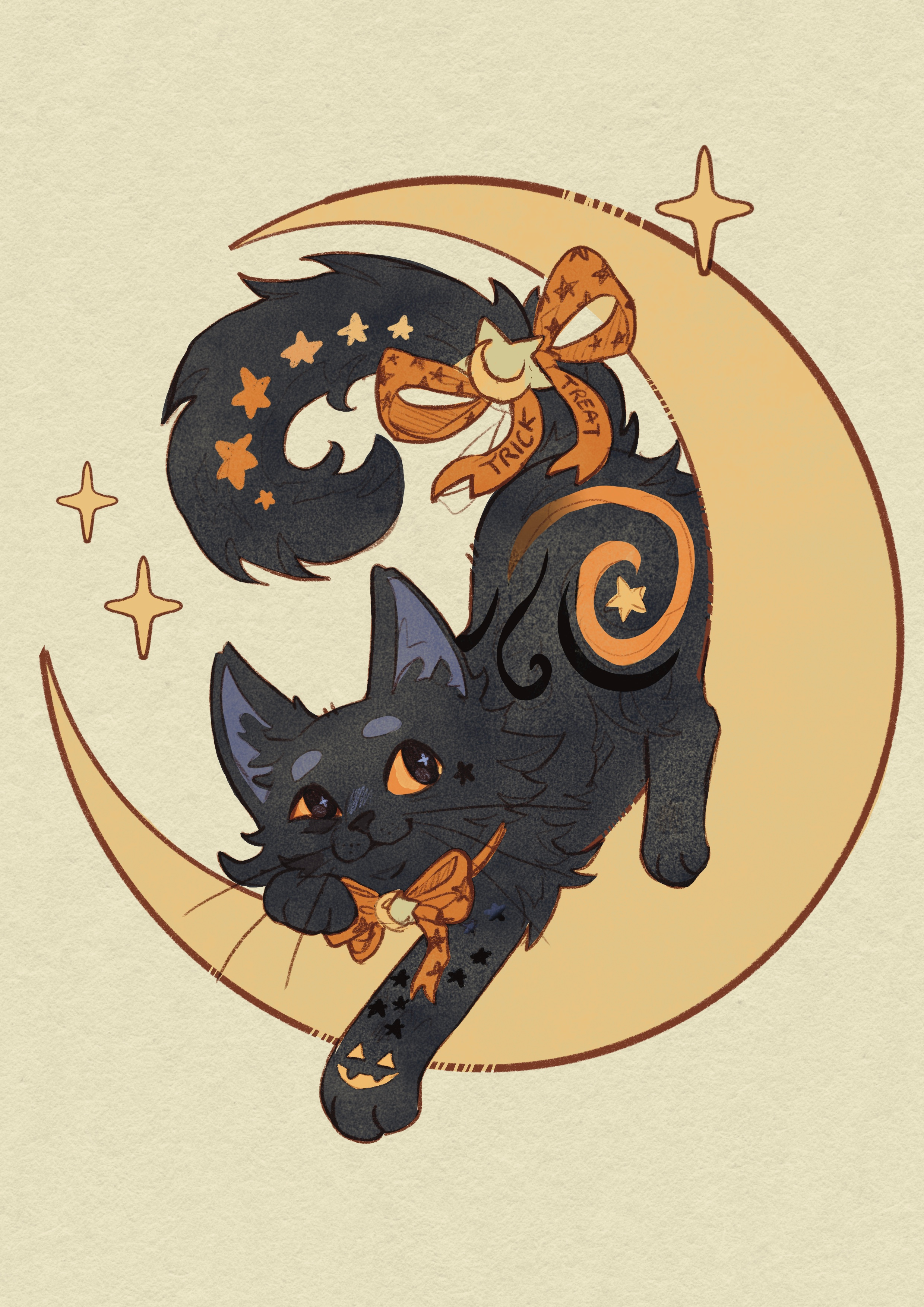 Midnight the halloween cat sticker