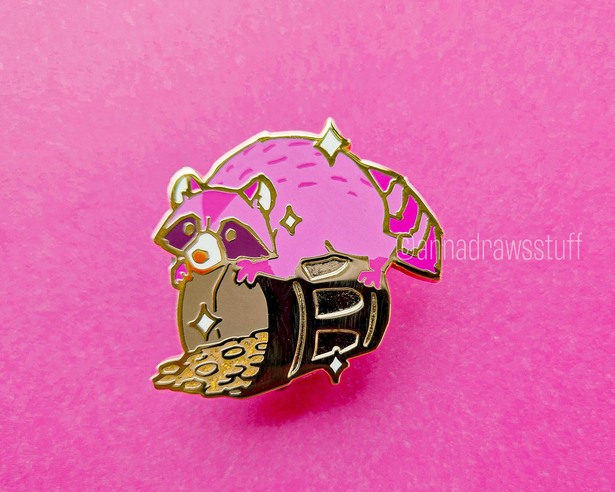 Treasure Raccoon Pin (Pink)
