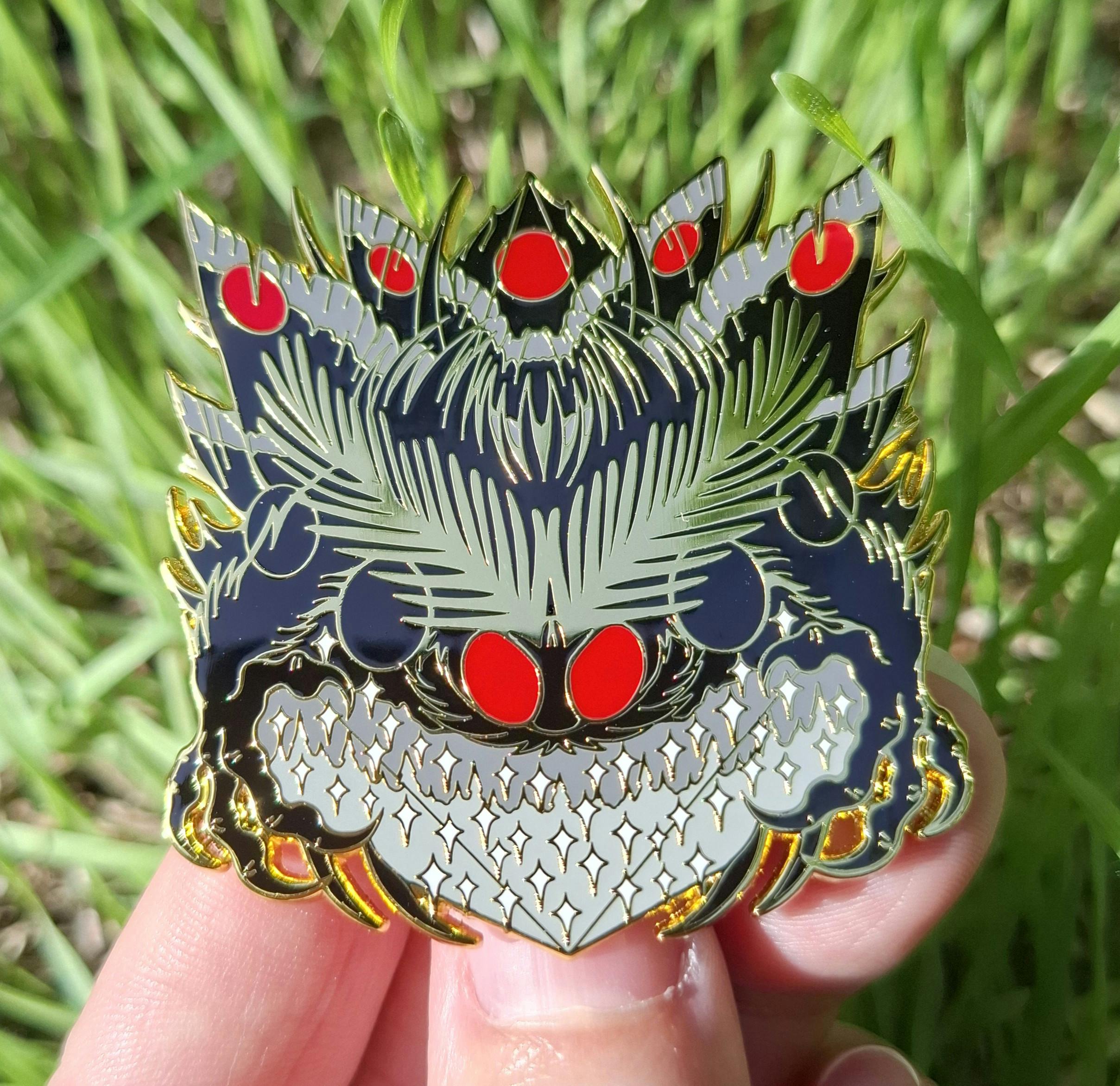 Gold Distorted Mothman Pin