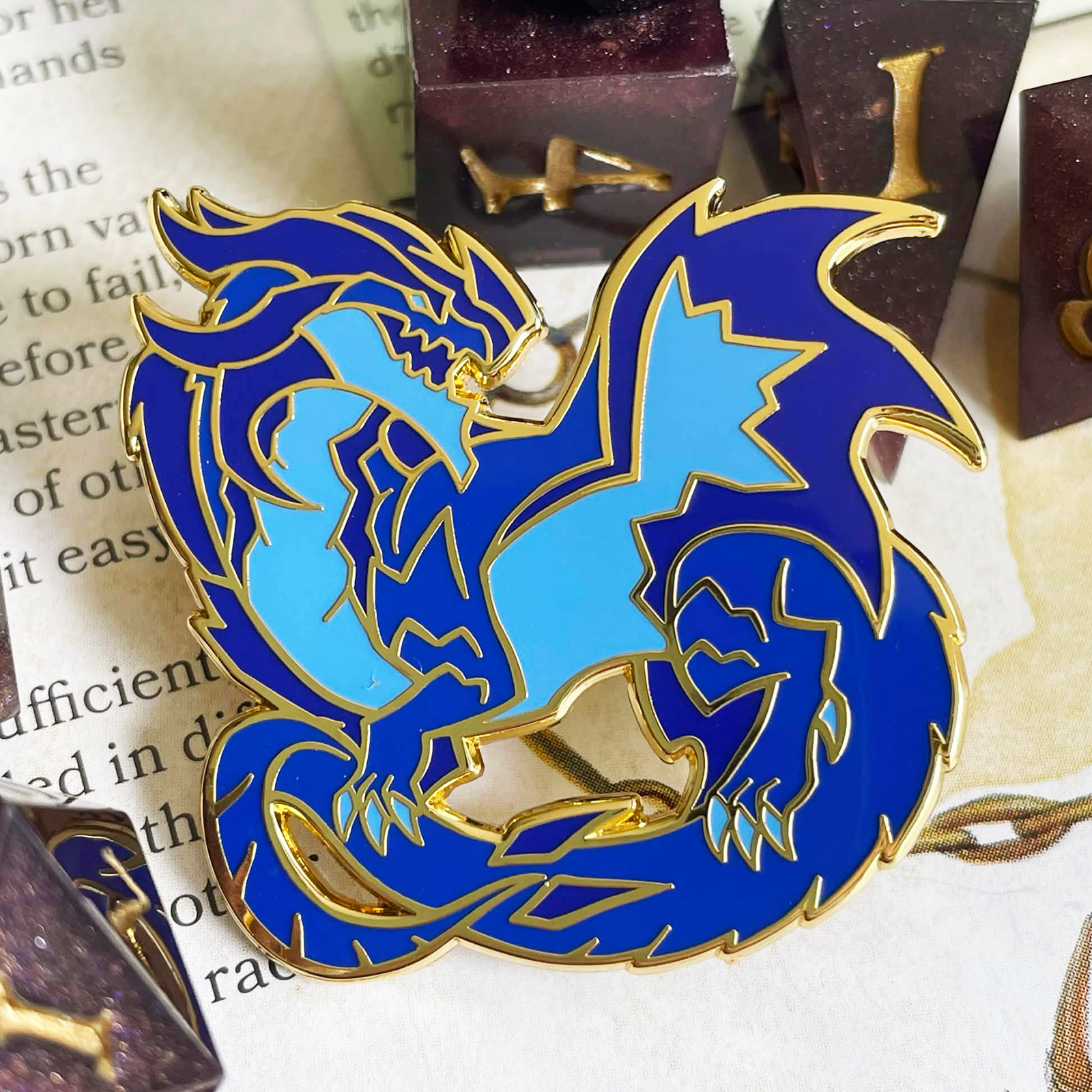Sapphire Dragon Enamel Pin