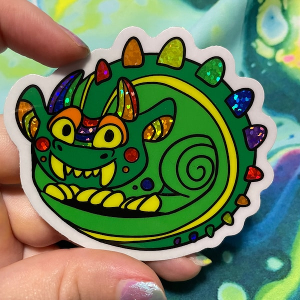 Rainbow Pride Hodag glitter sticker
