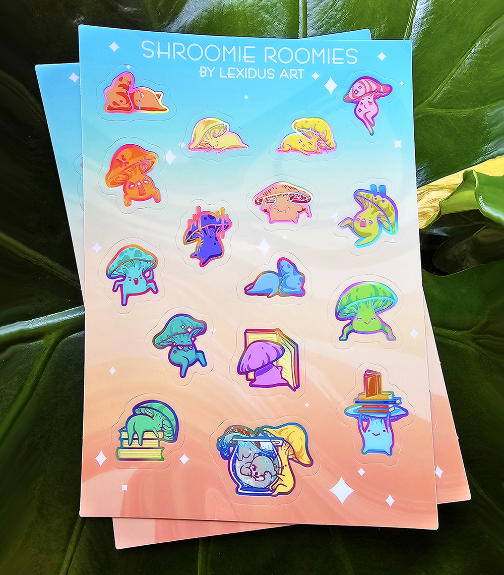  Shroomie Roomies - Holographic Sticker Sheet - V1